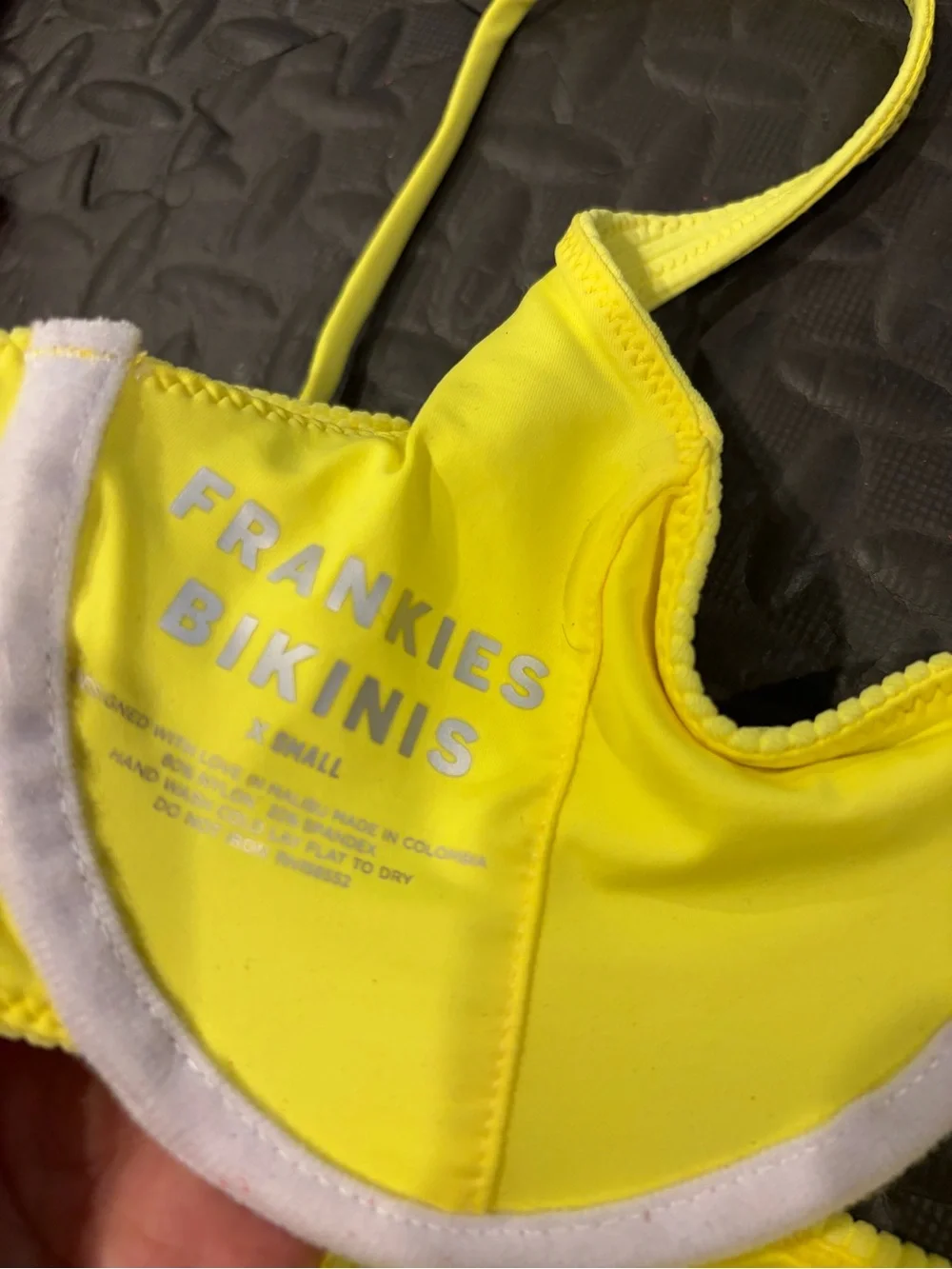 Frankie's Bikinis Neon Yellow Ribbed Bikini Set Bottom Top